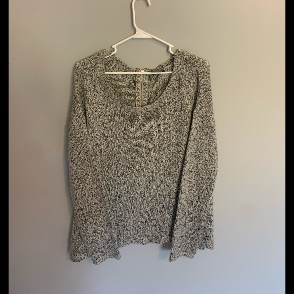 Soft Grey Sweater with Back Zipper